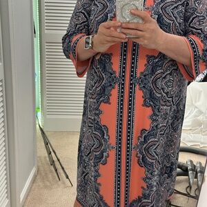 Beautiful Coral & Navy 24W plus size dress ”Camryn”